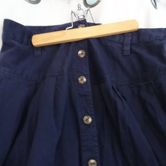 womens vintage style size 12 navy blue button up skirt maxi - Picture 2 of 9